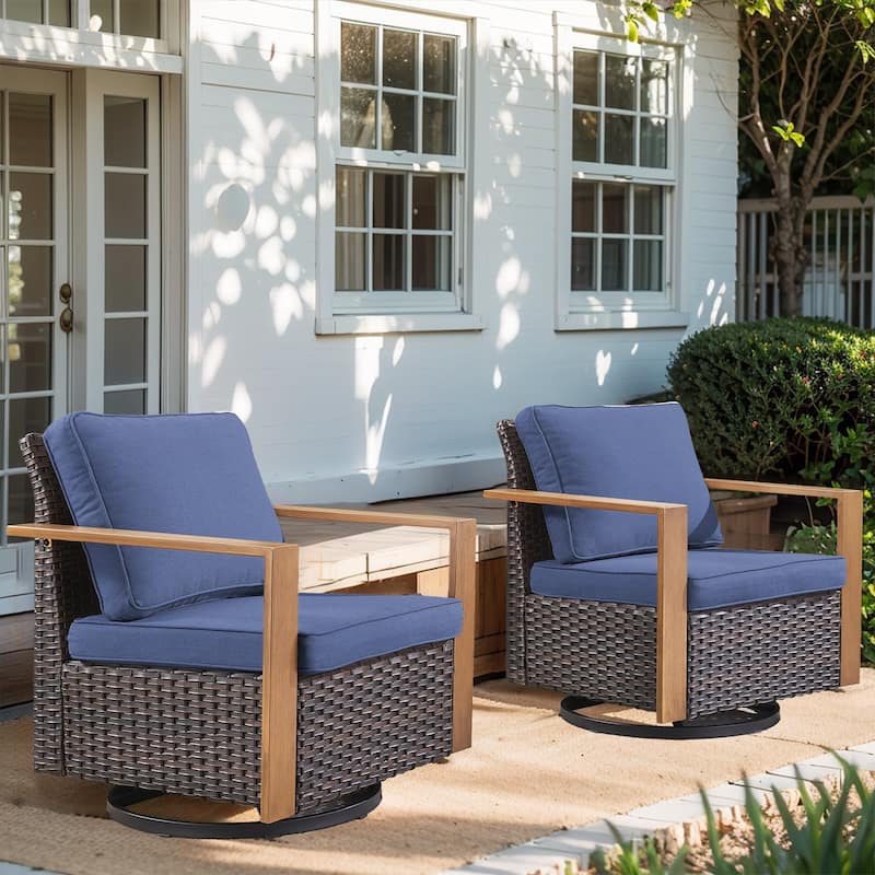 Gymojoy 360° Swivel Wicker Patio Glider Chairs