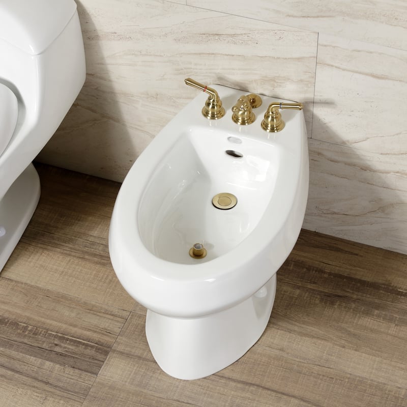 Kingston Brass Magellan Three-Handle Deck Mount Bidet Faucet