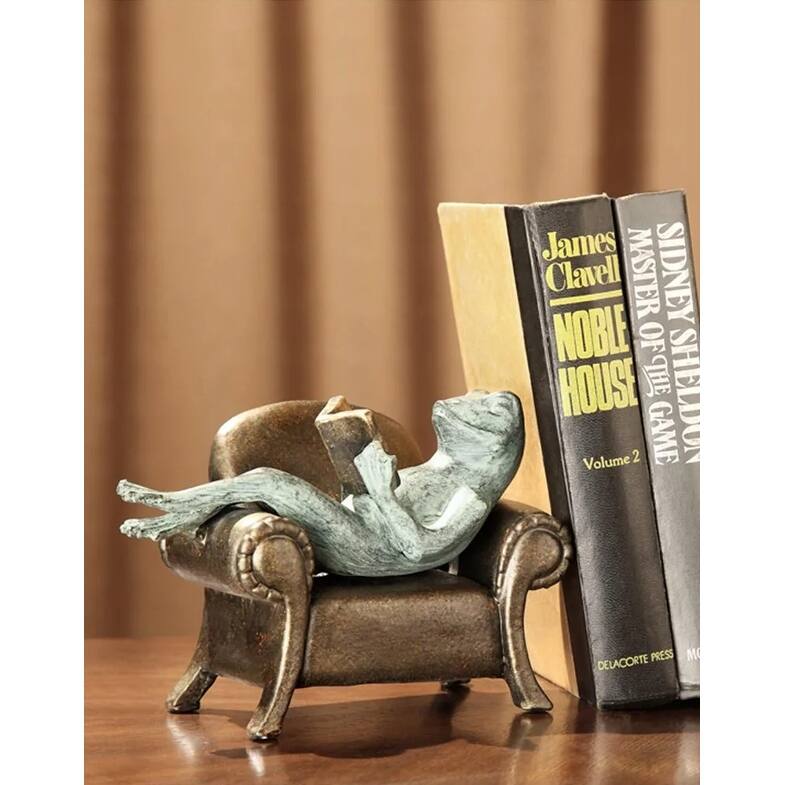 Spi Frogs Reading On Sofa Bookends - 6 X 8 X 4 inches