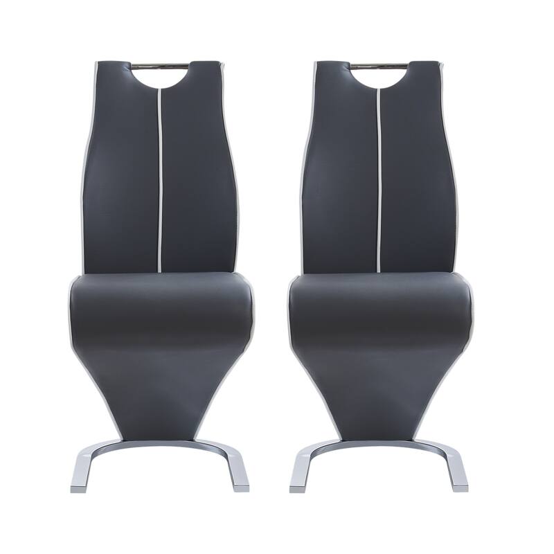 HomeRoots Set of Two Gray and White And Silver Upholstered Dining Side Chairs