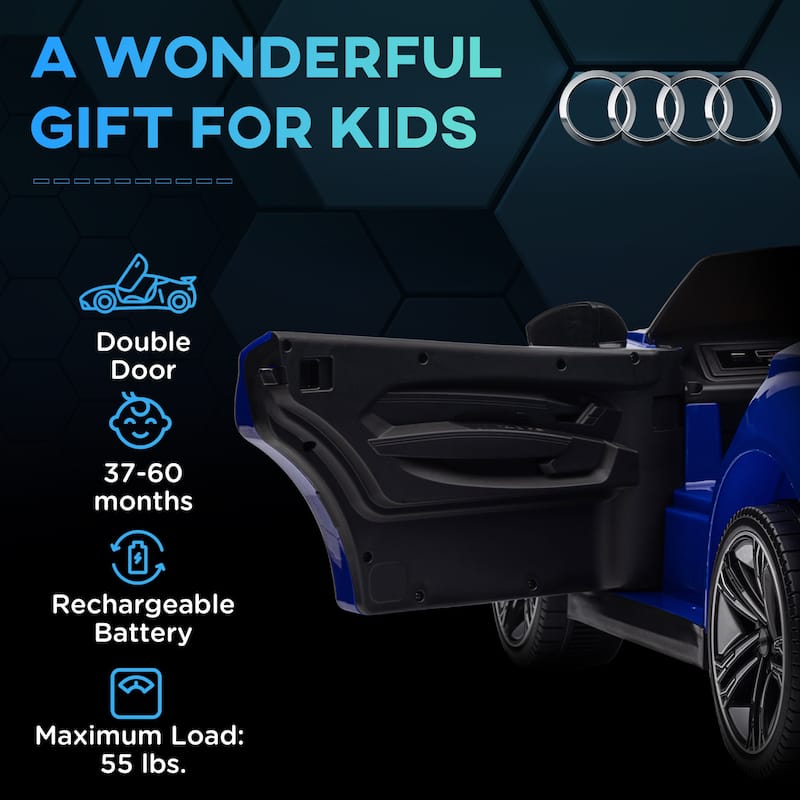 12V Licensed Audi RS E-Tron GT Kids Ride-On Car with Remote Control, Music, Lights, and Safety Features
