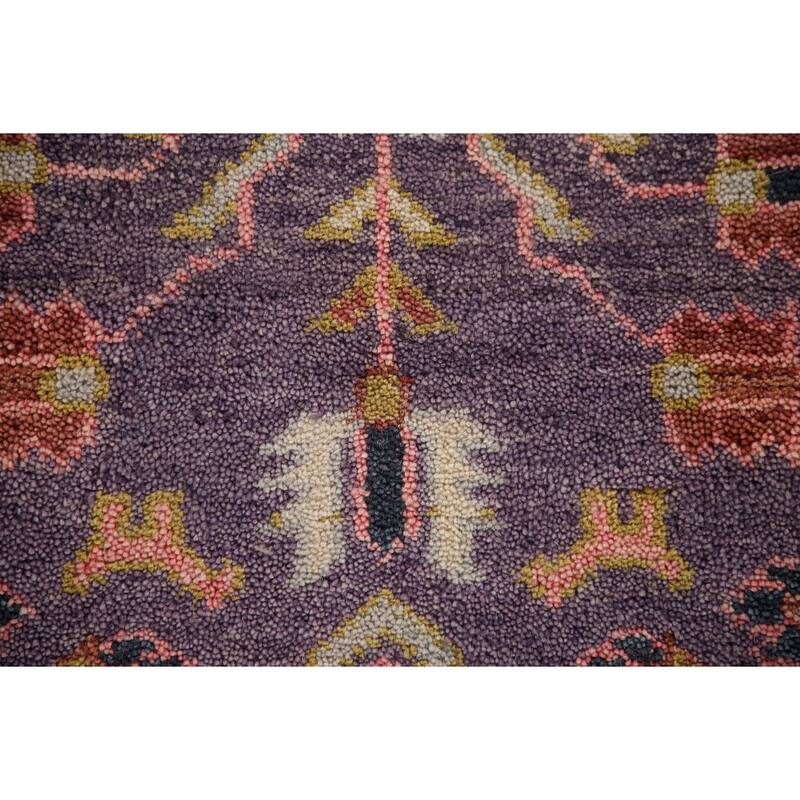 All-Over Purple Kazak Indian Runner Rug Handmade Wool Carpet - 2'6"x 15'10"