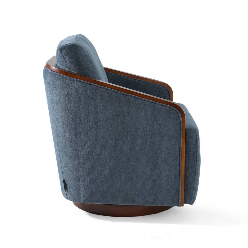 Mid-Century Modern Swivel Accent Armchair Chenille Upholstered Chairs