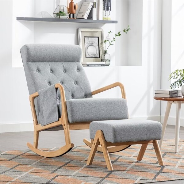 Rocking Chair With Ottoma Modern Upholstered Fabric High Backrest 25.59 Wx33.46 Dx37.01 H On Sale Bed Bath Beyond 36915922