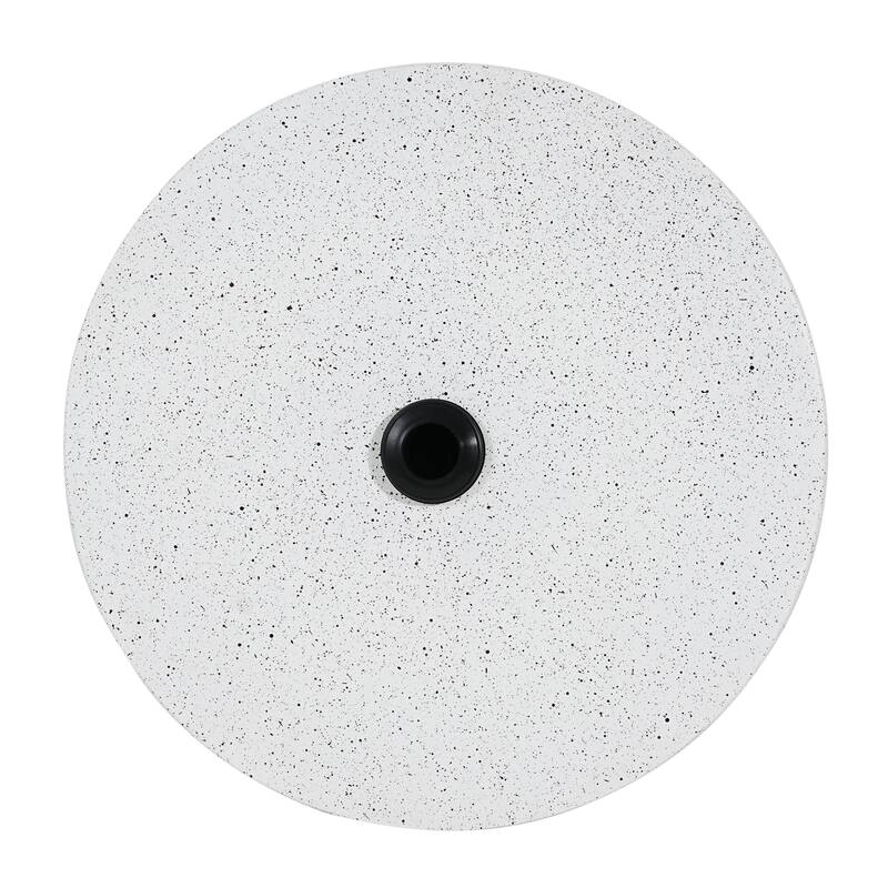 Roomfitters Tess Outdoor Patio Side Table Umbrella Base with Sand Filling Design, MGO White Marble Finish