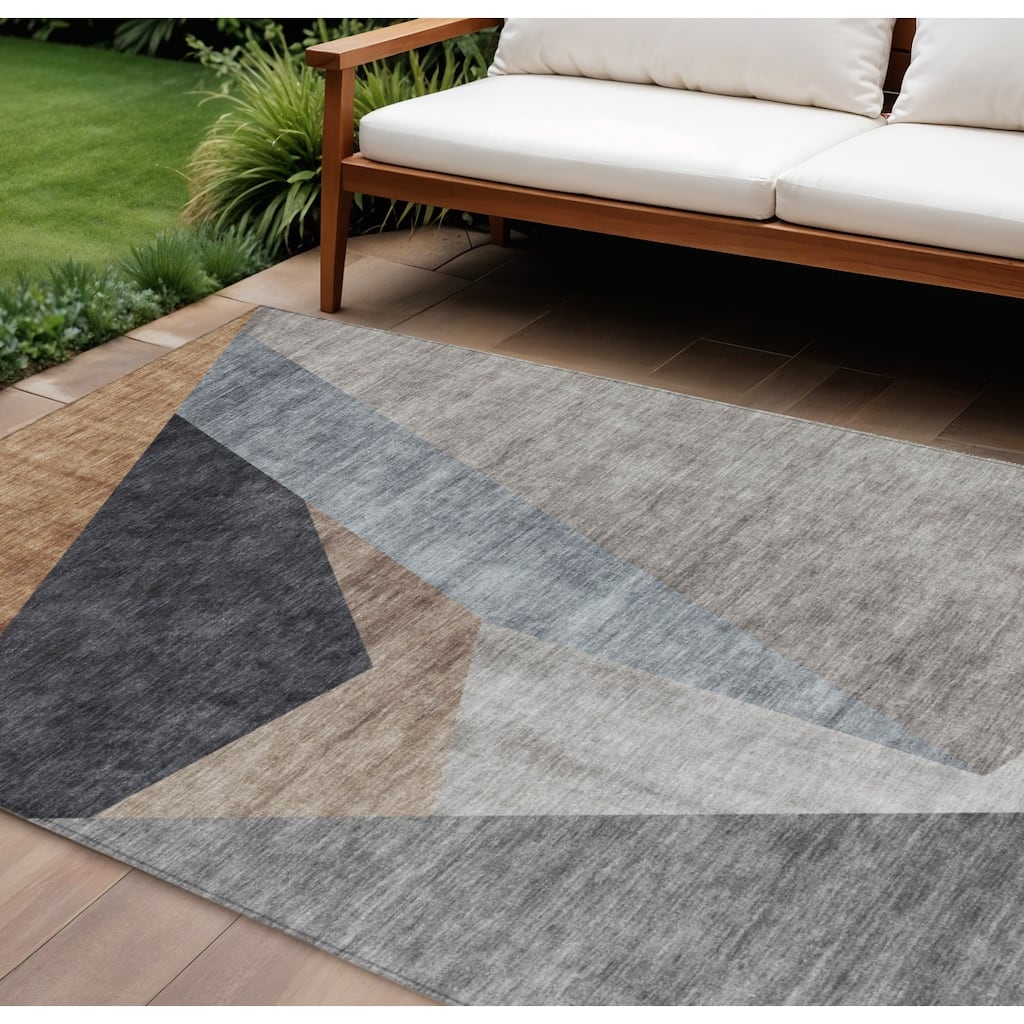 HomeRoots Abstract Transitional Rectangle Outdoor Rug