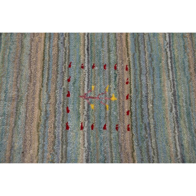 ECARPETGALLERY Hand Loomed Kashkuli Gabbeh Turquoise Wool Rug - 4'11 x 7'11