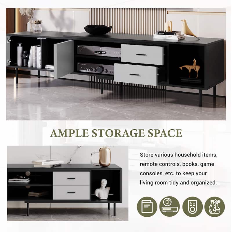 70.8" TV Stand with 2 Doors and Large Storage Cabinet for TVs Up to 80"