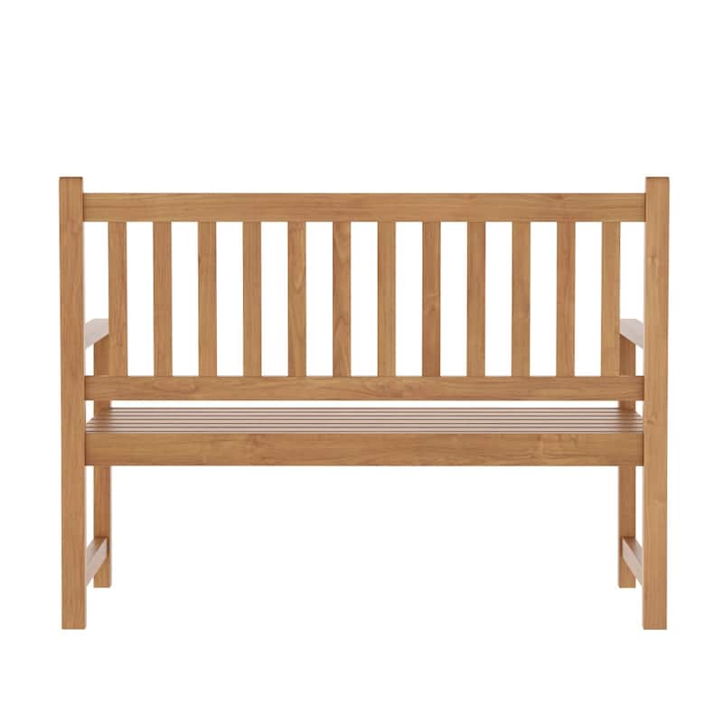 Solid Acacia Wood Indoor/Outdoor Patio Bench/Slatted Loveseat for 2