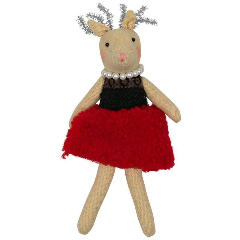 Sitting Reindeer Girl in Dress Christmas Figure - 5.5"