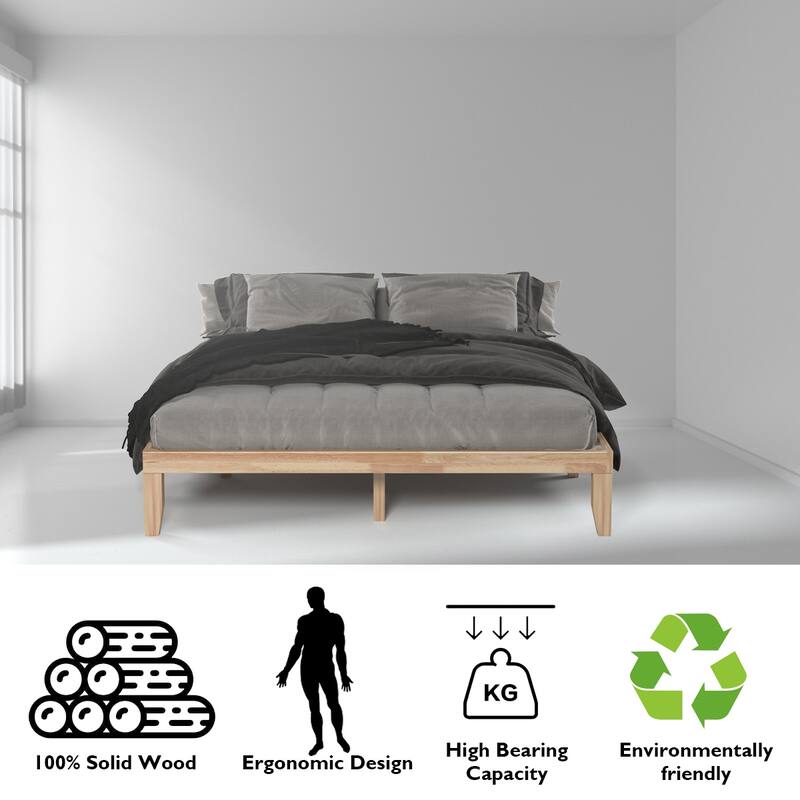 Costway King Size 14'' Wooden Bed Frame Mattress Platform Wood Slats