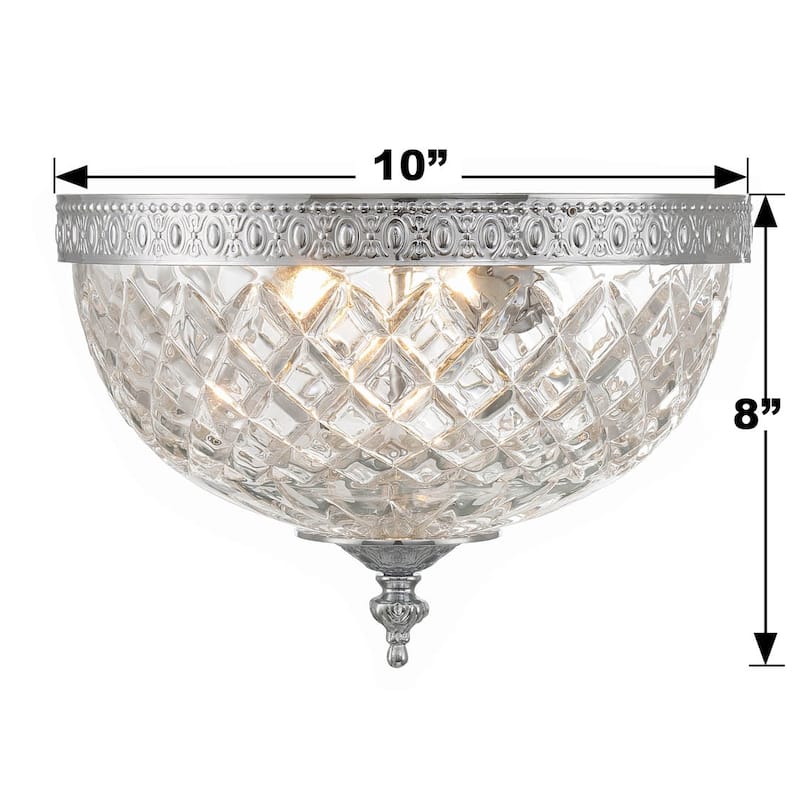 Crystorama 2 Light Crystal Flush Mount - 10"W x 8"H x 10"D