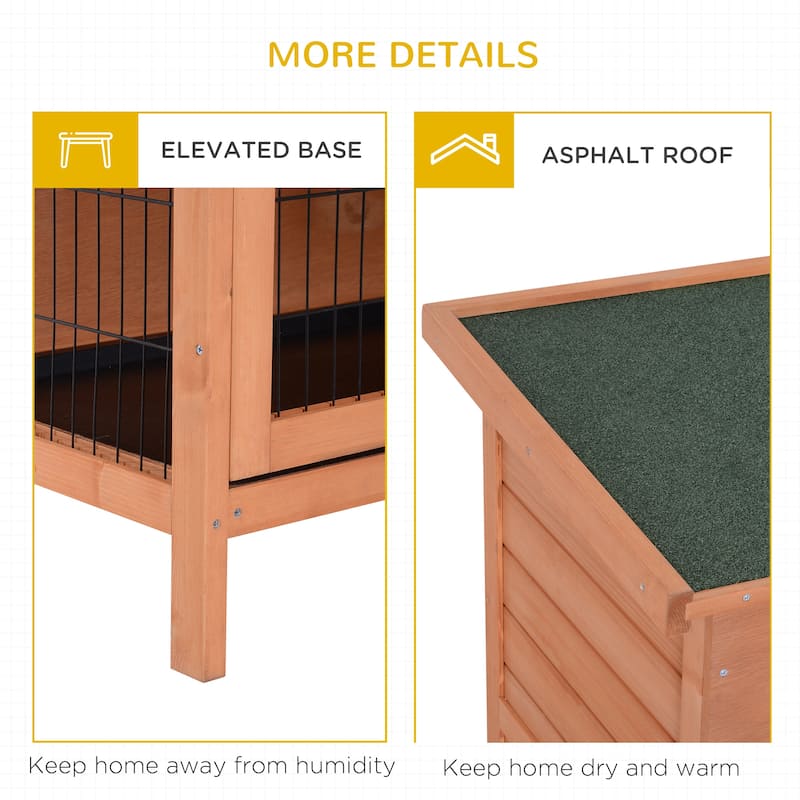 Orange Fir Wood Hutch with Metal Wire, Roof and Removable Trays - 53.75" L x 19.75" W x 36.5" H