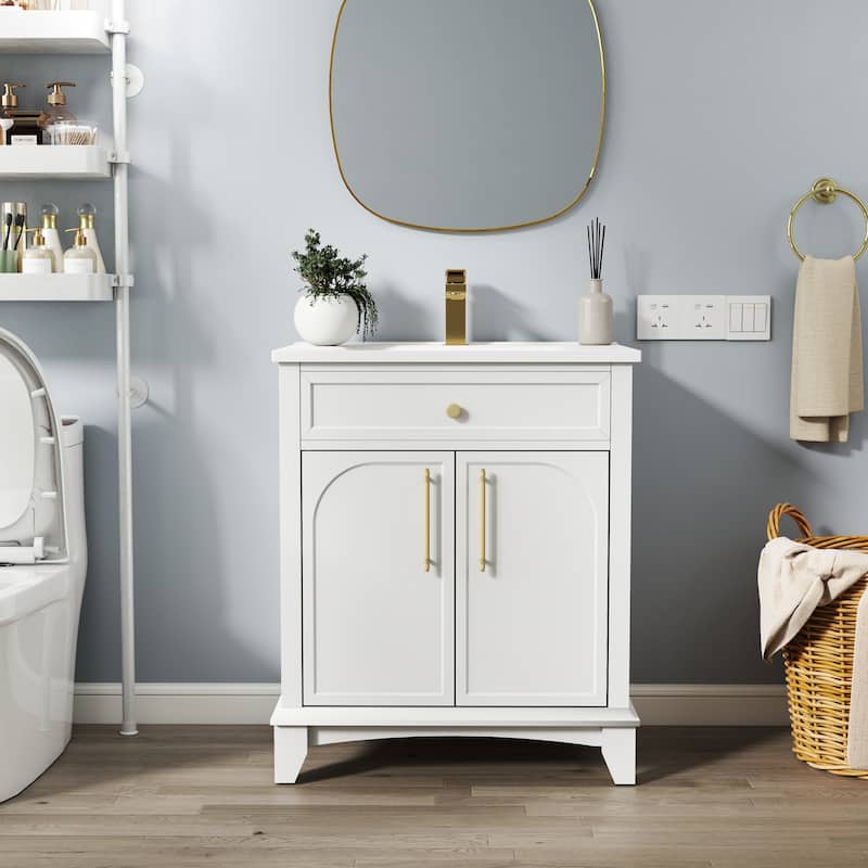 28" Freestanding Bathroom Vanity Cabinet with Sink