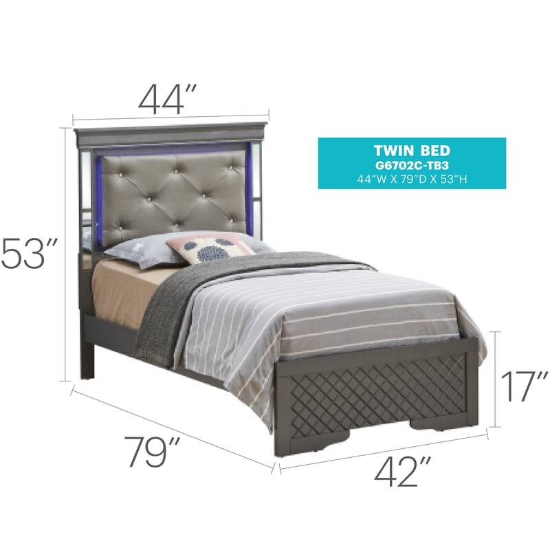 Metallic Black Twin Bed with Sturdy Frame and Sleek Finish, Durable Bedroom Furniture for Guest Rooms or Kids