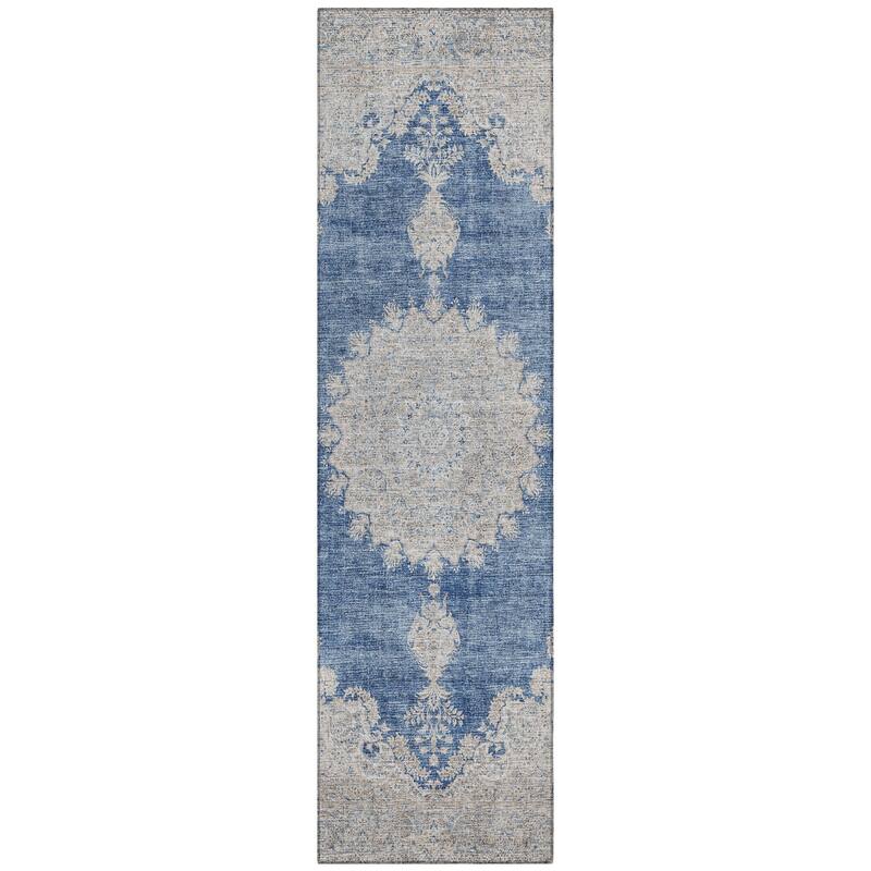 Machine Washable Indoor/ Outdoor Vintage Traditional Chantille Rug