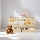 preview thumbnail 19 of 25, Full Size Wood Daybed with Fence Guardrails and 2 Drawers Split into Independent Floor Bed and Daybed, Gray Natural