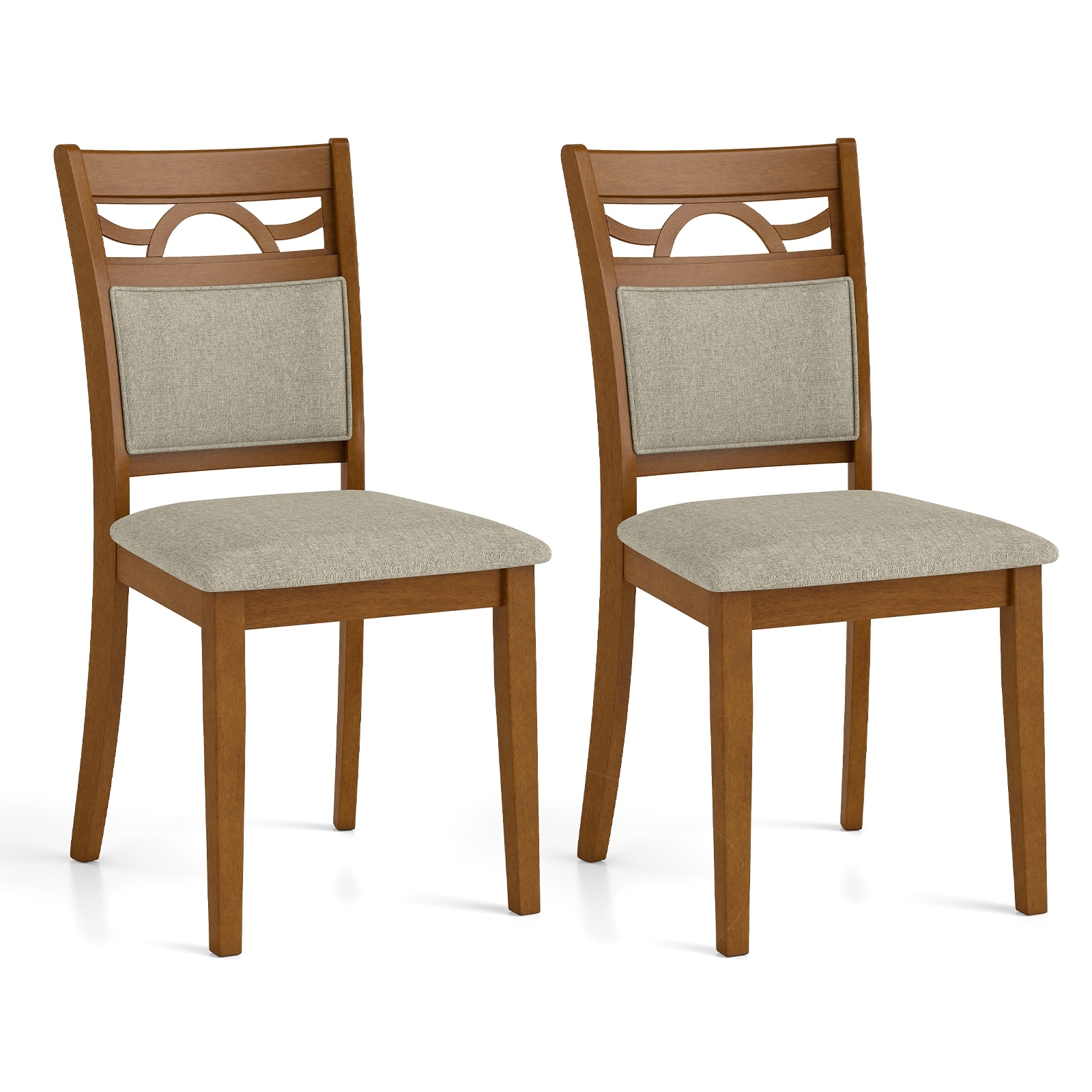 Gymax Dining Chairs Set of 2 w/Rubber Wood Frame Padded Seat &