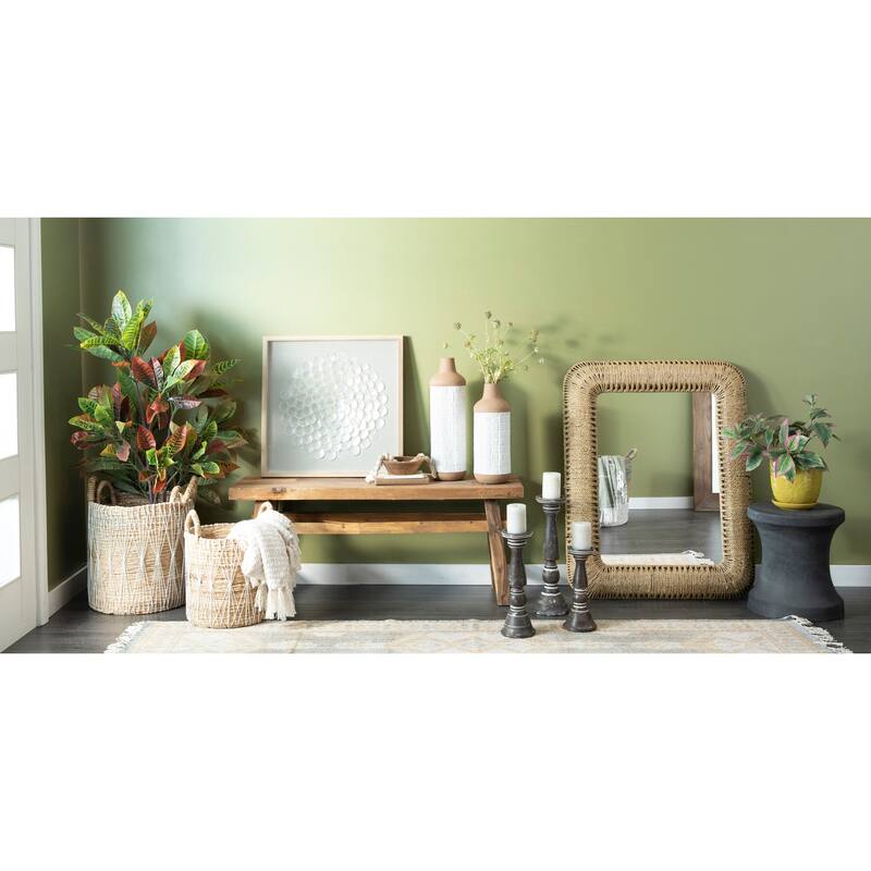 Brown, Light Brown, Gray or Black Wood Traditional Candle Holder (Set of 3) - S/3 18, 15, 12"H