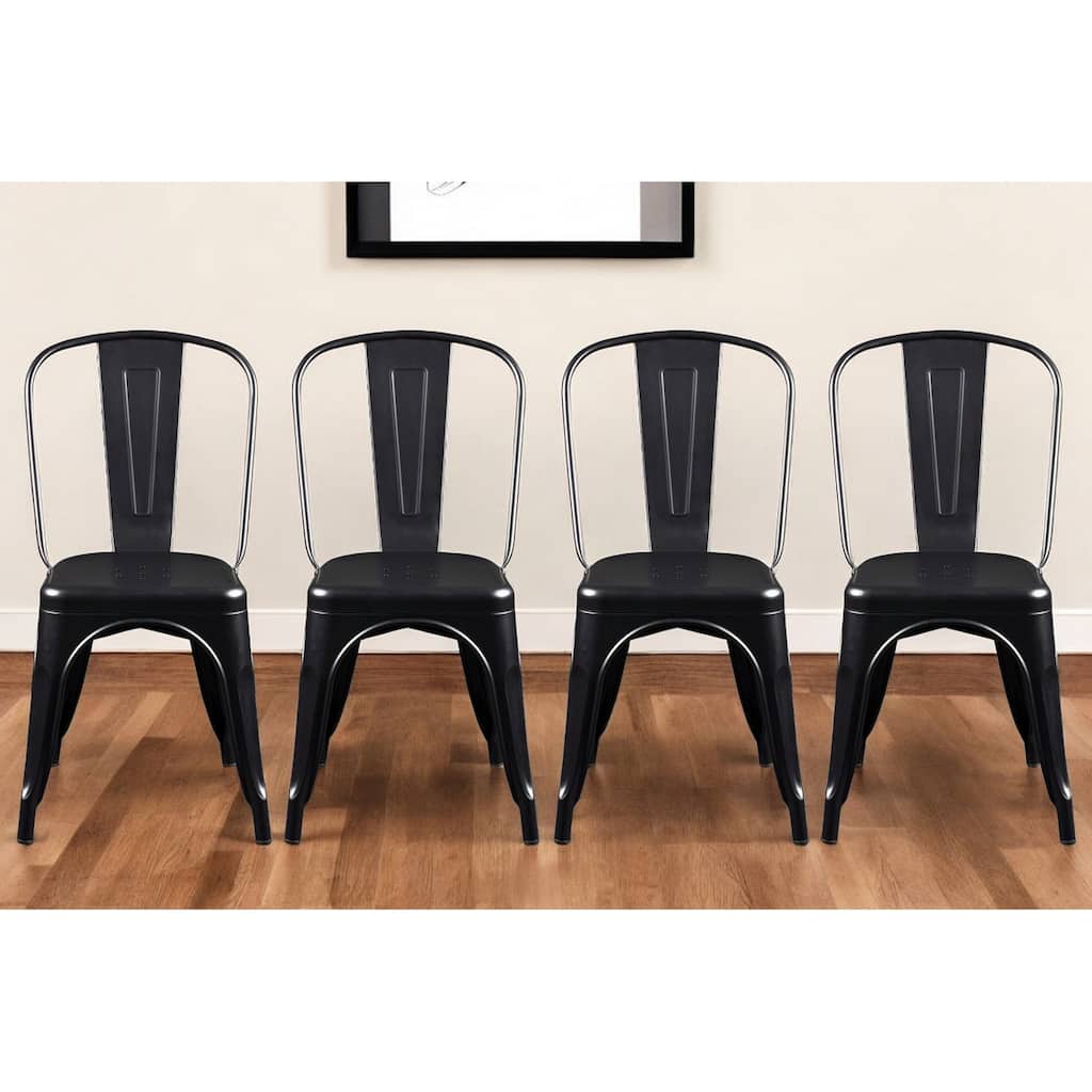 HomeRoots Set of Four Black Steel Dining Side Chairs - 17.13' X '32.88' X '21.26
