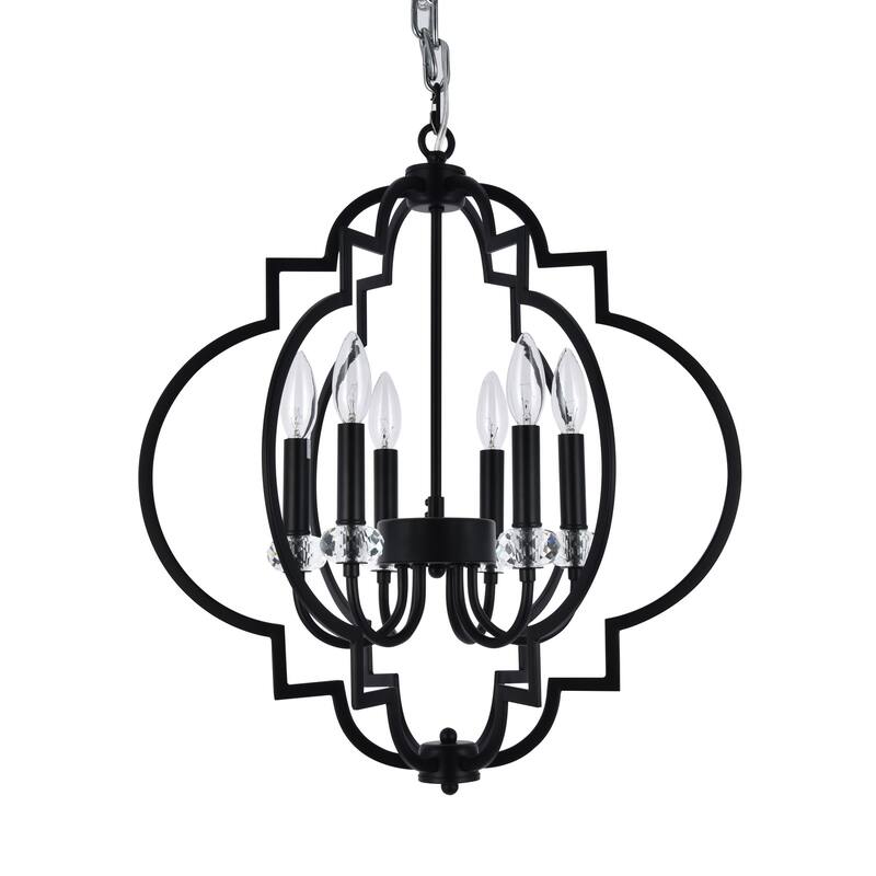 Black Ceiling Light Fixture Crystal Chandelier Modern Cage Design 20 Inch - 60