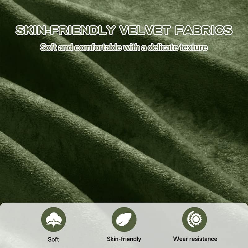 106" Velvet Sectional Sofa with Tassel Skirt Design and Ottoman