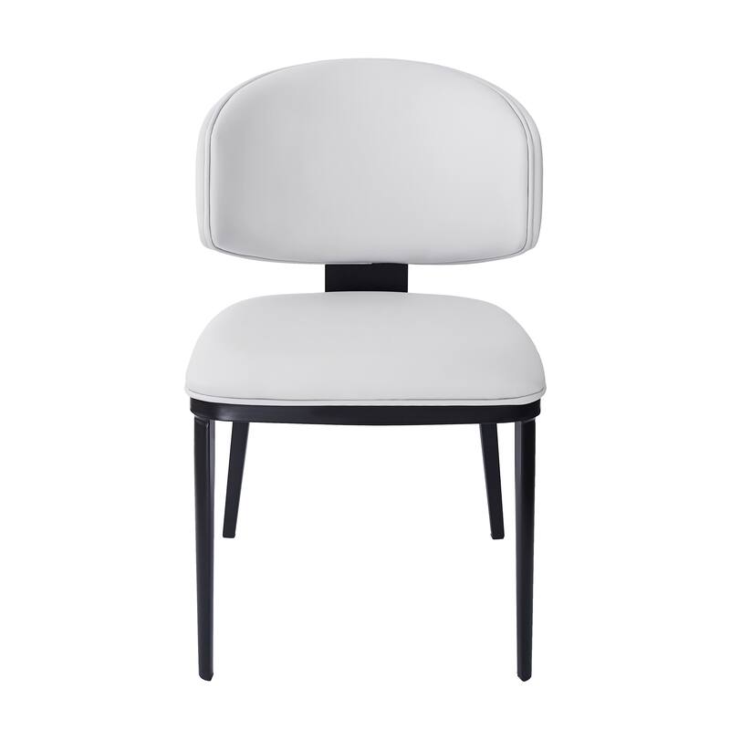 PU Leather Upholstered Dining Chairs Set of 2, Ergonomic Kitchen Side Chairs, Accent Chair with Curved Backrest & Metal Legs