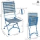 preview thumbnail 2 of 4, Sunnydaze Cafe Couleur Folding Chestnut Wooden Folding Chair - Blue - Set of 4