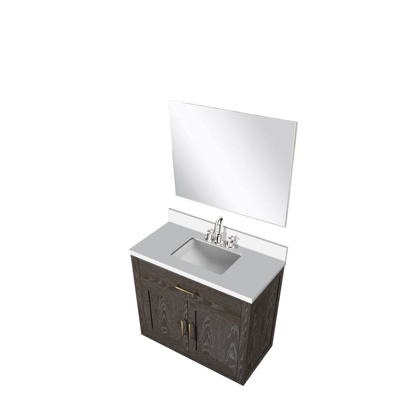 Abbey Bath Vanity with Quartz Top, Sink, Mirror and Faucet