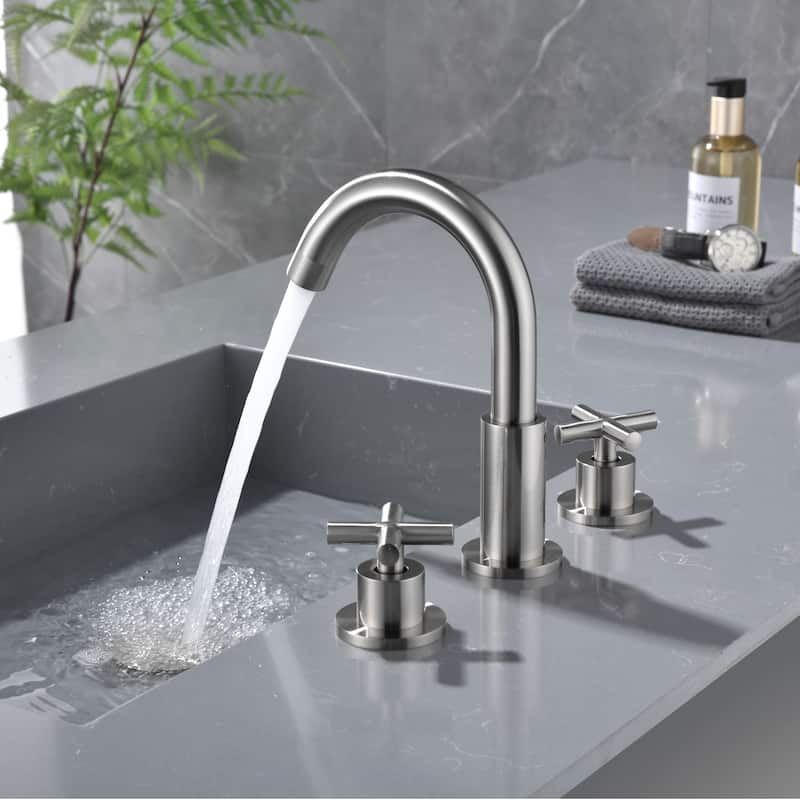 Modland 3-Hole Bathroom Faucet with 360-degree Swivel Spout & CEC Certified, Gold/Black/Nickel