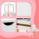 preview thumbnail 2 of 5, Kid Vanity Table Chair Set w/ Large Storage Drawers Mirror Wooden Legs