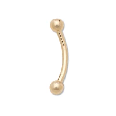 Curata Solid 14k Yellow or White Gold 2mm Ball 16 Gauge Curved Barbell Eyebrow Piercing Ring