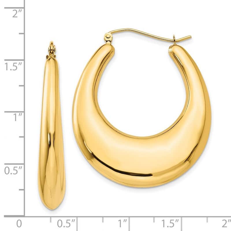 Curata 14k Yellow Gold Polished Hoop Earrings - 22x7mm