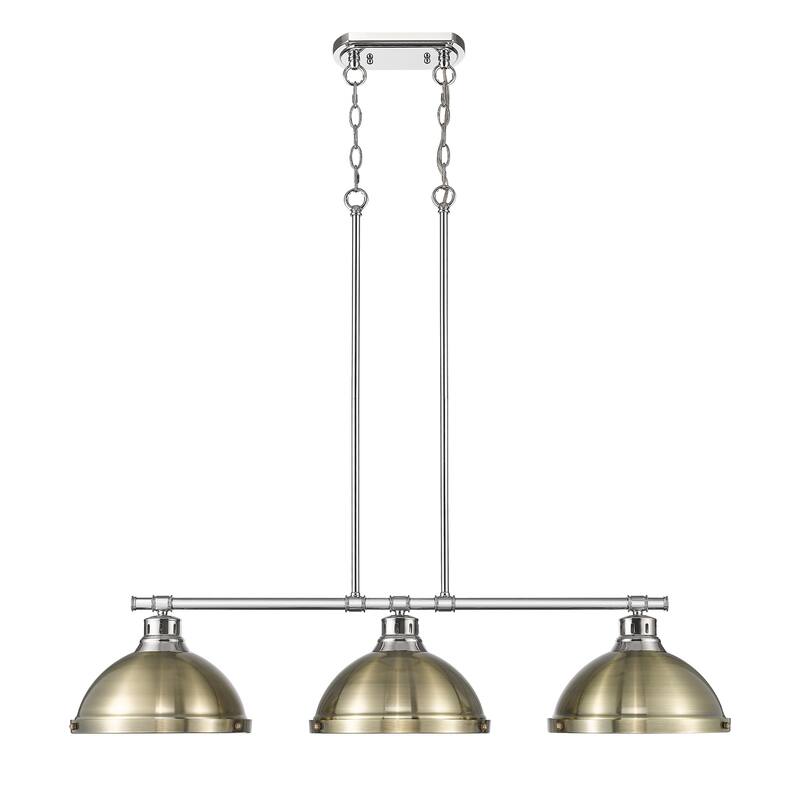 Yep by Golden Lighting Duncan 3-light Island Light in Chrome and Aged Brass shade