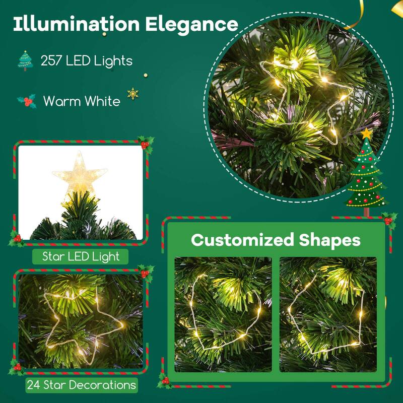 Costway 4/5/6/7 FT Artificial Xmas Tree with 130/170/230/270 Branch