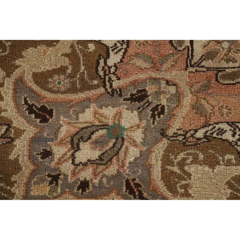 Hand Knotted Oriental 100% Wool Carpet Traditional Floral Brown Kashmar Area Rug - 12' 0'' X 9' 5''