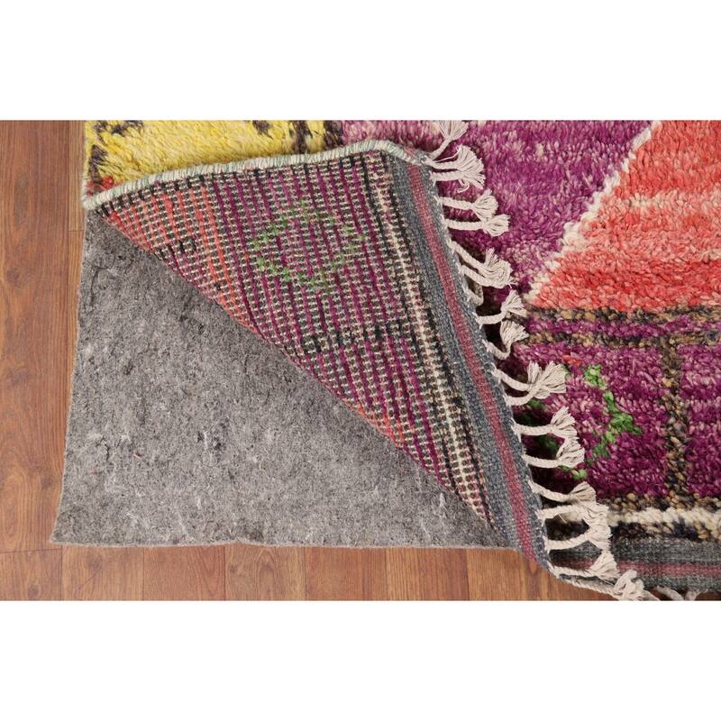 Purple Moroccan Oriental Area Rug Handmade Geometric Wool Carpet - 8'6" x 12'7"