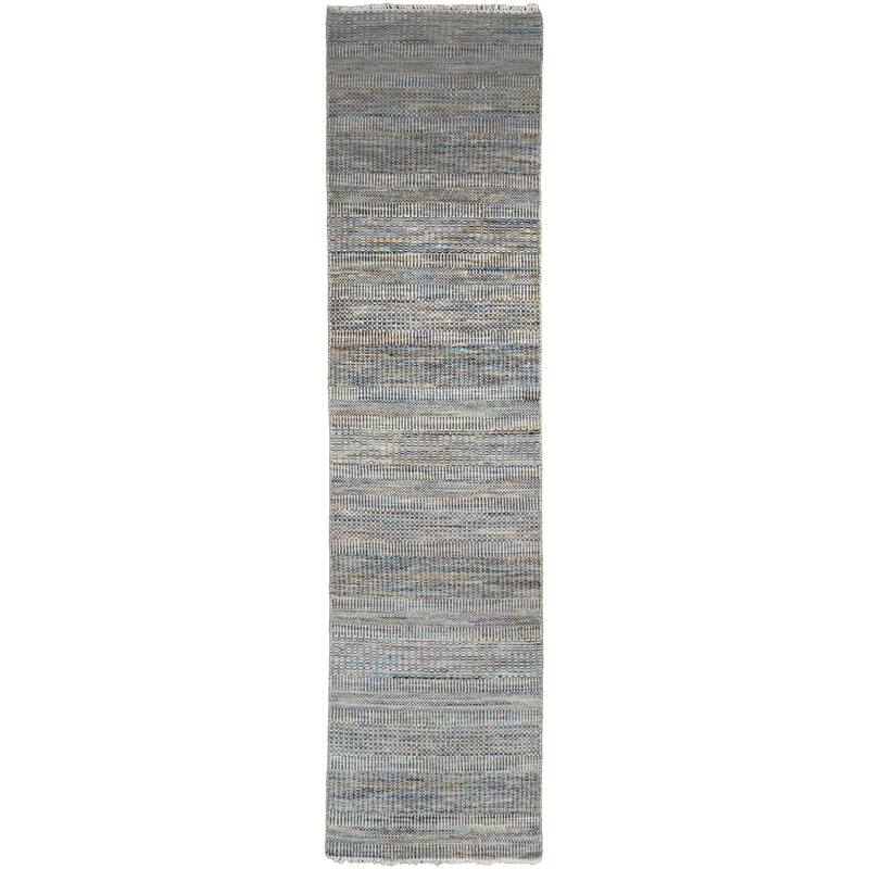 Caldecott Classic Striped Rug, Warm Gray/Bright Blue, Area Rug