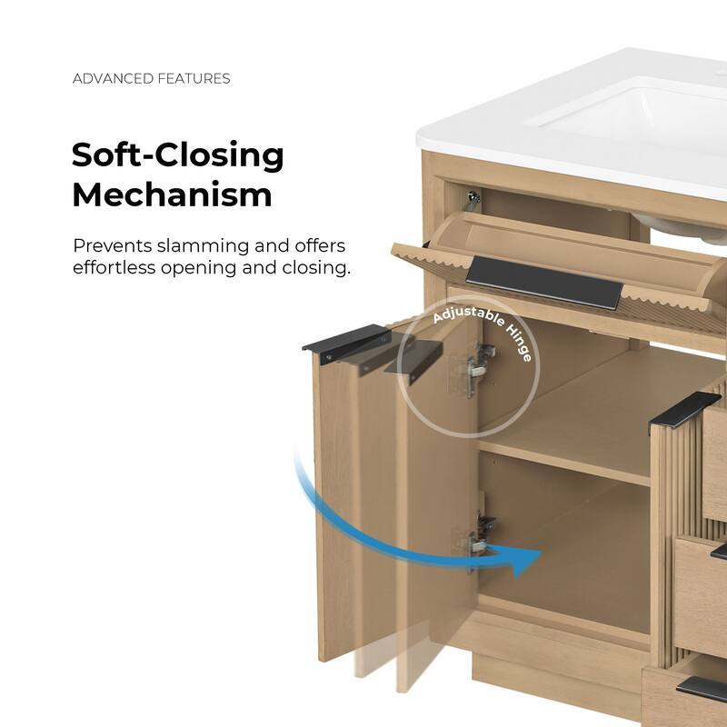 OVE Xander Bathroom Vanity with White Engineered Stone Top