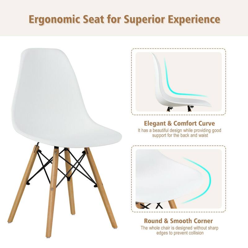 Gymax Set of 4 Modern Dining Side Chairs Armless Home Office w/ Wood - See Details