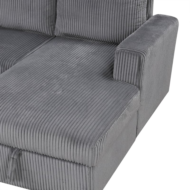 Modern U Shaped Modular Sofa Bed with USB Ports and Hidden Storage and for Living Rooms or Guest Room