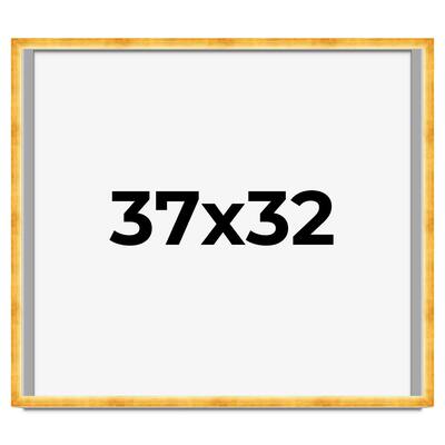 37x32 Shadow Box Frame Gold | 1.625 Inches Deep Real Wood Traditional