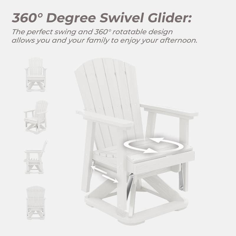 Set of 2 HDPE Adirondack Swivel Gliders, Outdoor Patio Chair Set