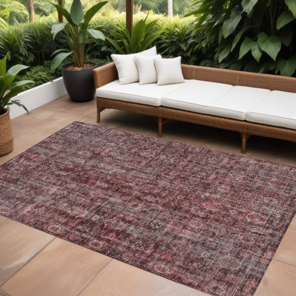 HomeRoots Damask Transitional Rectangle Outdoor Rug