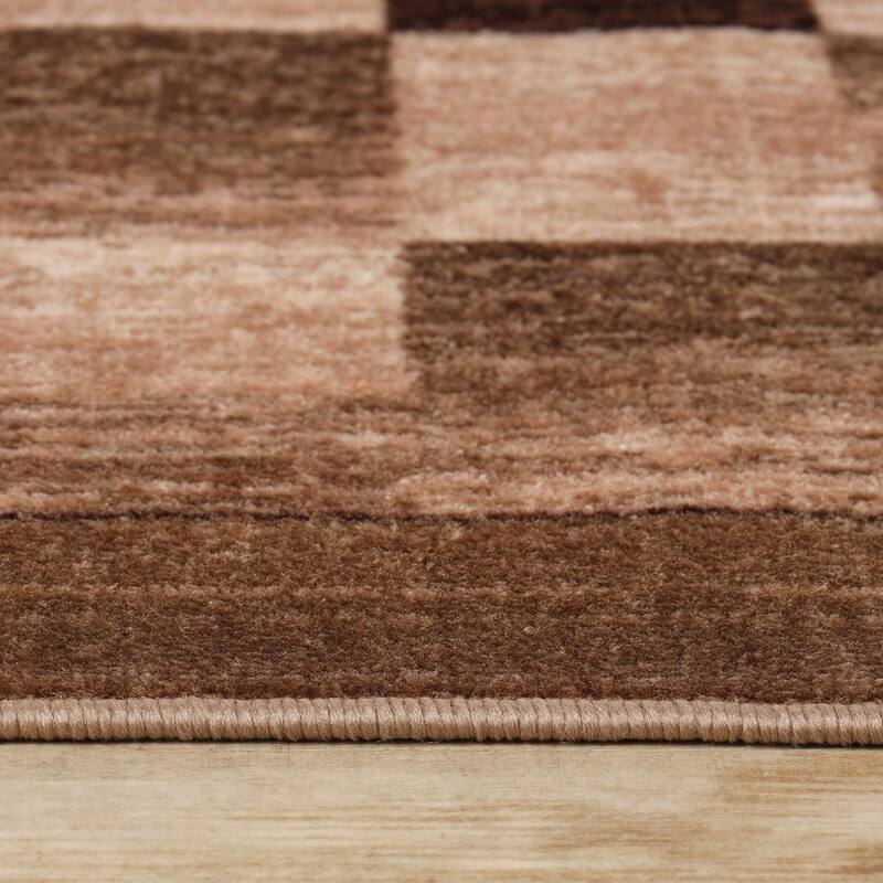 Superior Lockwood Color Block Non-Slip Washable Indoor Runner or Area Rug