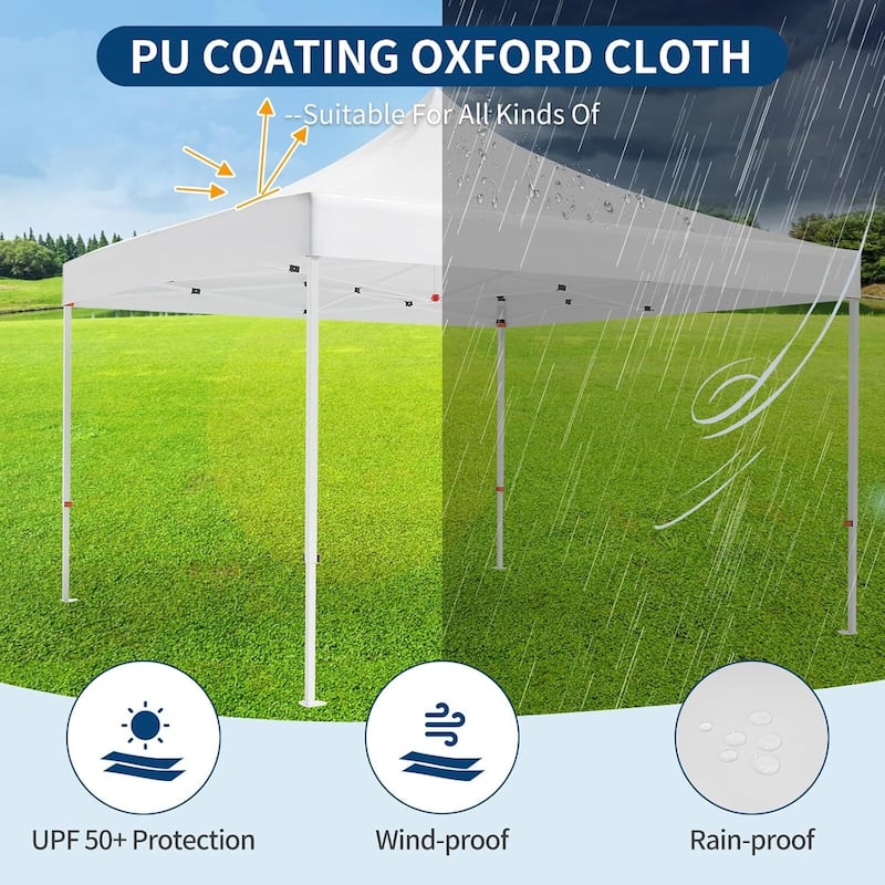 10 x 10 ft Pop Up Instant Canopy Tent, All Season Outdoor Sun Shade for Patio, Backyard, Bench, Garden - N/A