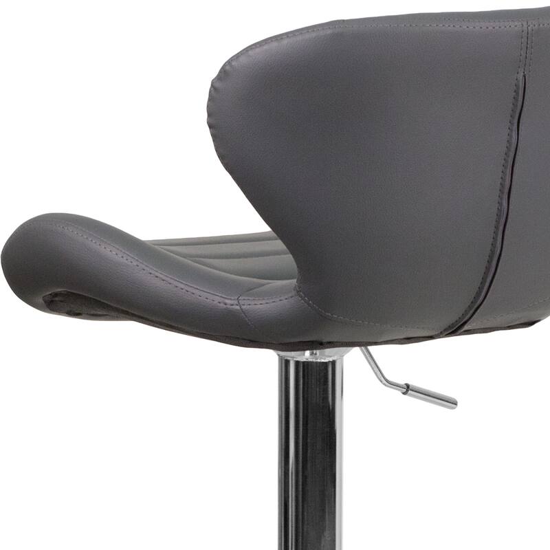 Modern Low-back Height-adjustable Chrome/Vinyl Barstools (Set of 2)