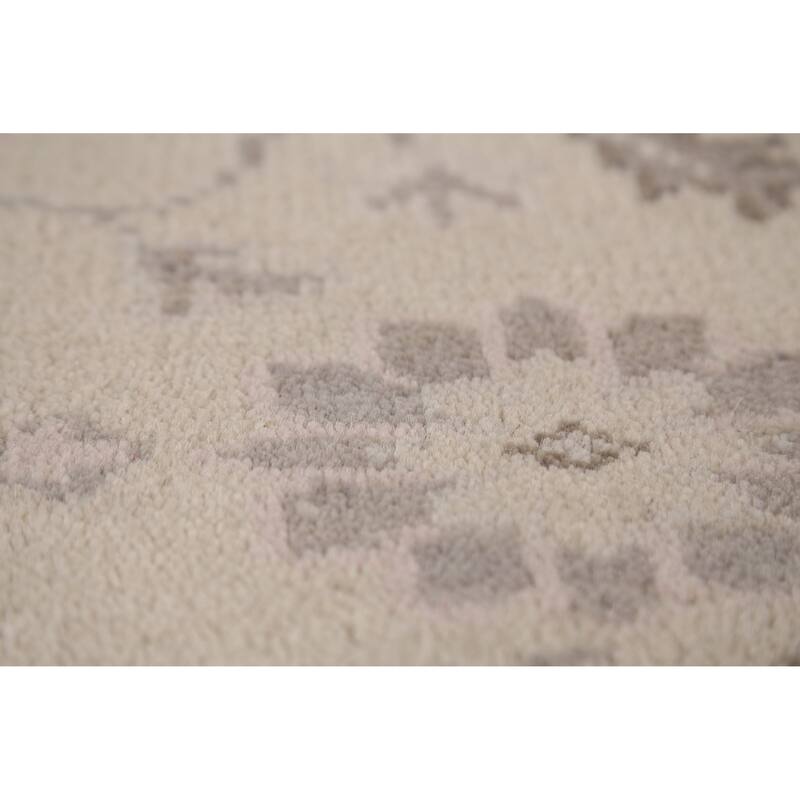 Ivory Oushak Indian Area Rug Hand-Knotted Wool Carpet - 6'3"x 8'8"