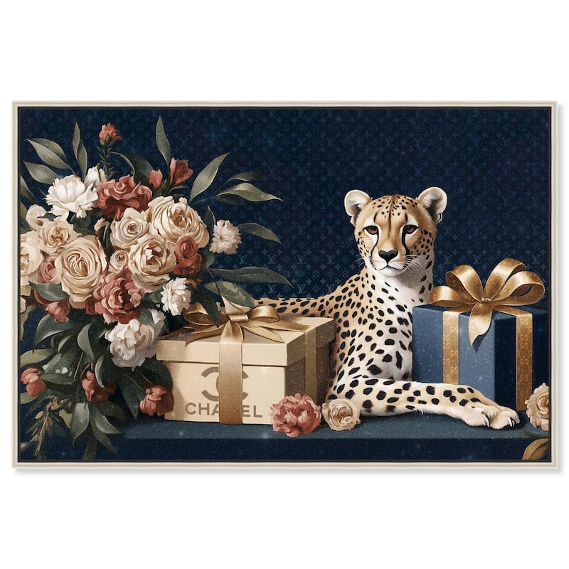 Cheetah Glam Gift Boxes Canvas by Art Remedy - Silver - 45" x 30"