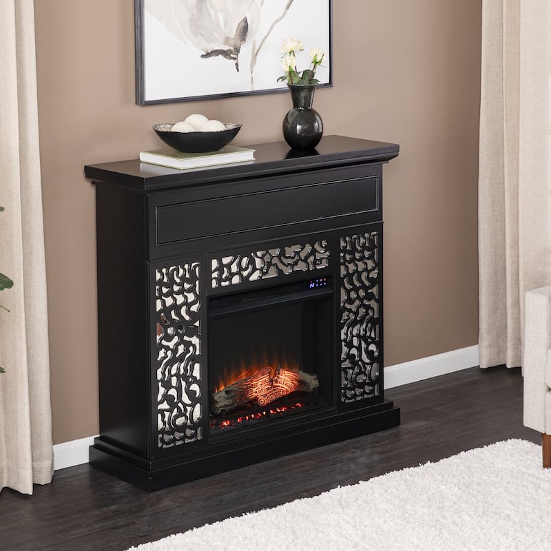 SEI Furniture Westmont Contemporary White Wood Electric Fireplace